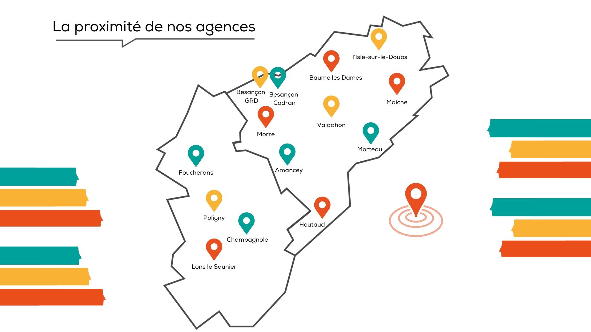 cartes des agences Cerfrance Alliance Comtoise