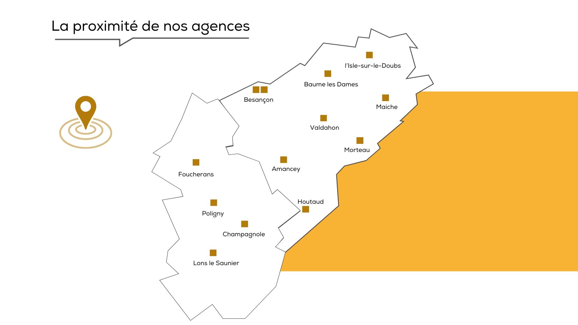cartes des agences Cerfrance Alliance Comtoise